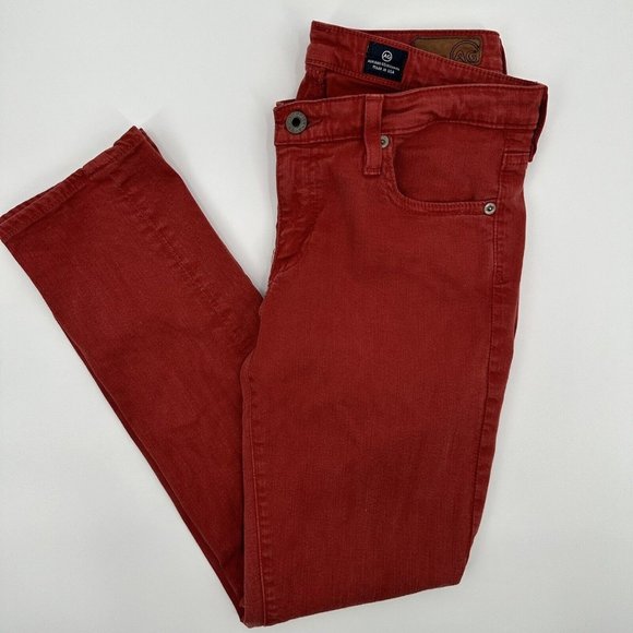 Adriano Goldschmied AG Red Orange The Stevie Slim Straight Ankle Sz‎ 28R - Picture 1 of 10